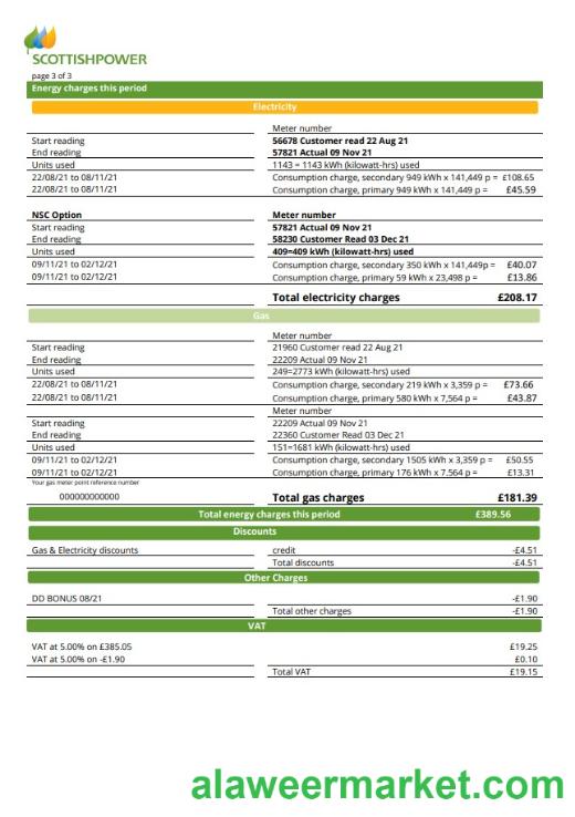 USA ScottishPower utility bill template in Word and PDF format (3 pages) 3